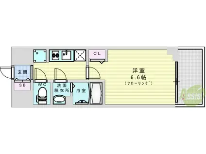 プレサンス塚本グランゲート(1K/2階)の間取り写真