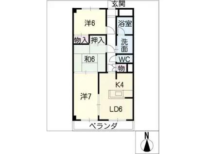 ピースフルゆうI(3LDK/4階)の間取り写真