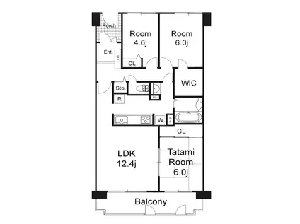 サーパス泉が丘(3LDK/4階)の間取り写真