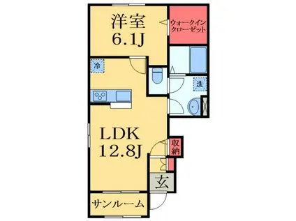 ルーチェ・ソラーレII(1LDK/1階)の間取り写真