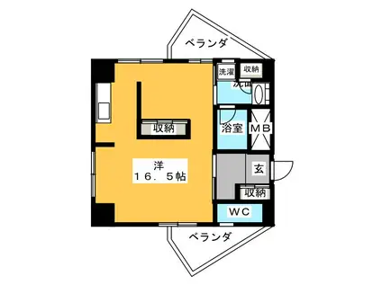 サンフレア日出町(ワンルーム/9階)の間取り写真