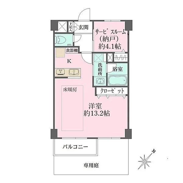 パークサイド六本木(ワンルーム/1階)の間取り写真