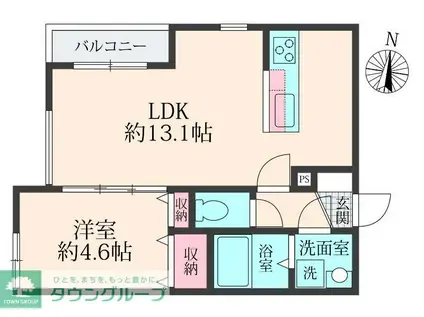ミリアビタ前原(1LDK/2階)の間取り写真