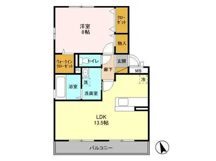 リビングタウン稲毛の杜C(1LDK/3階)の間取り写真