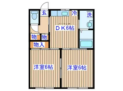 ハイネス支倉(2DK/1階)の間取り写真