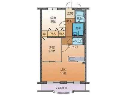 ハートフルタウン桜(2LDK/2階)の間取り写真
