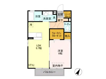 ケンフォード(1LDK/2階)の間取り写真