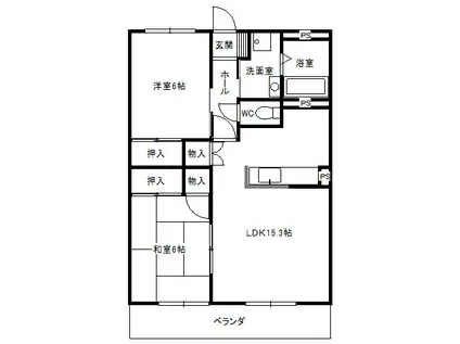 コーポラス元島10(2LDK/4階)の間取り写真