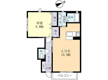 フレグランス桜 E棟(1LDK/1階)の間取り写真