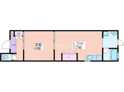 浜口東マンションウイングス(1LDK/1階)の間取り写真