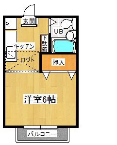 コーポ要(1K/2階)の間取り写真