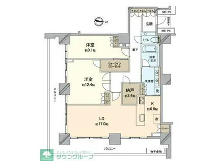 グランドミッドタワーズ大宮フォレストタワー(2LDK/28階)の間取り写真