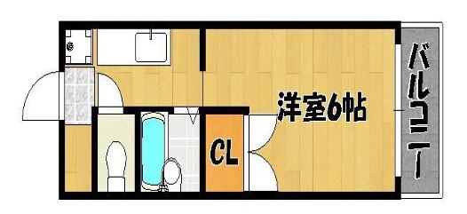 エステートピア セルベイユII(ワンルーム/2階)の間取り写真