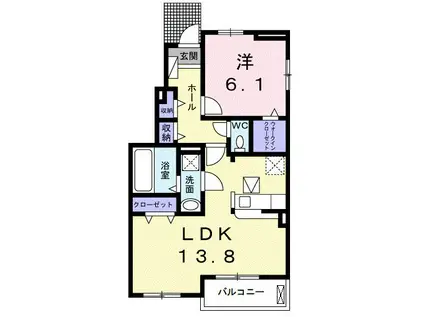 オプスSANJYO I(1LDK/1階)の間取り写真