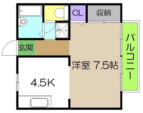 PURE VIEW(1DK/1階)の間取り写真