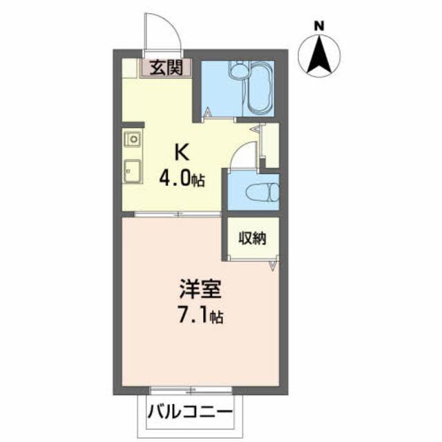 シャトルサンフジ(1K/2階)の間取り写真