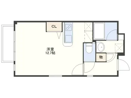 ハーバーヒルガーデン南山手(ワンルーム/1階)の間取り写真