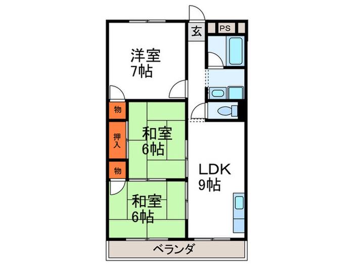 バーンフリート真上(3LDK/2階)の間取り写真