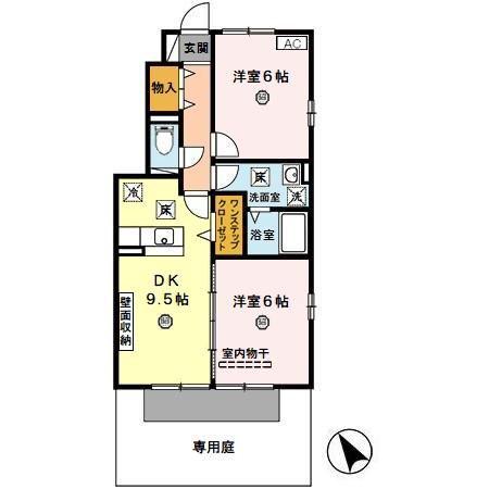 フェリッス関戸(2DK/1階)の間取り写真