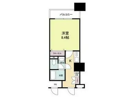 メゾンドヴィレ大阪城公園前(1K/13階)の間取り写真