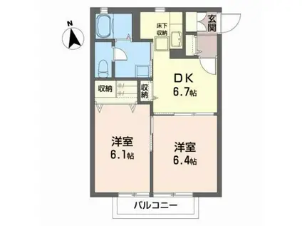 セフィラ旭B棟(2DK/1階)の間取り写真