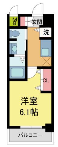 エスリード西宮北口第2(1K/6階)の間取り写真