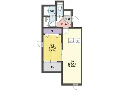 VIRIO合川(1LDK/3階)の間取り写真