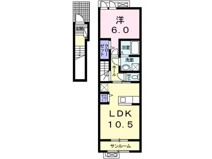 ソシア美春VI(1LDK/2階)の間取り写真