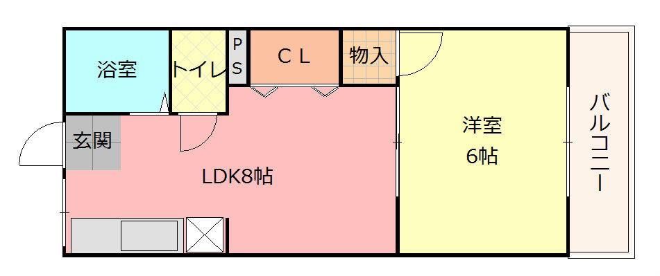 柴本マンション(1LDK/3階)の間取り写真