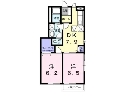 プランドールI(2DK/1階)の間取り写真