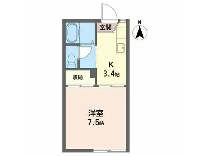 グリーンピース(1K/1階)の間取り写真