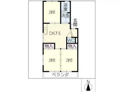 浅井ハイツ(3DK/2階)の間取り写真