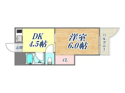 第12キャスル塚口(1DK/3階)の間取り写真