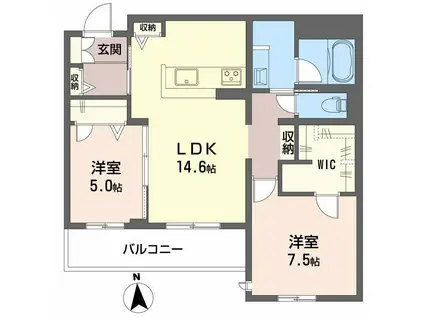 フレシア天王寺(2LDK/2階)の間取り写真