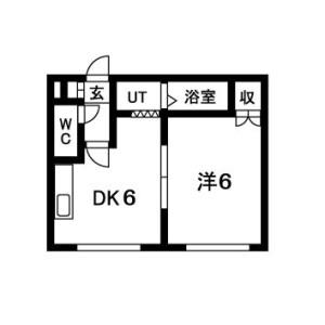 地下鉄南北線 北３４条駅 徒歩5分 4階建 築30年(1DK/2階)の間取り写真