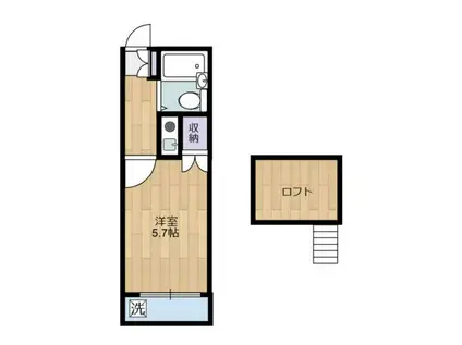 リエス厚木及川(1K/1階)の間取り写真