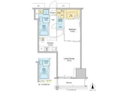 プラウドフラット四谷三丁目(1LDK/9階)の間取り写真