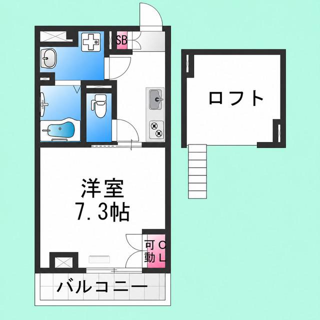 RIHITO堺(1K/2階)の間取り写真