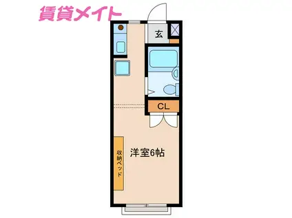 フラットY(ワンルーム/2階)の間取り写真