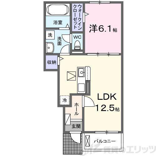 リバーサイドWH(1LDK/1階)の間取り写真