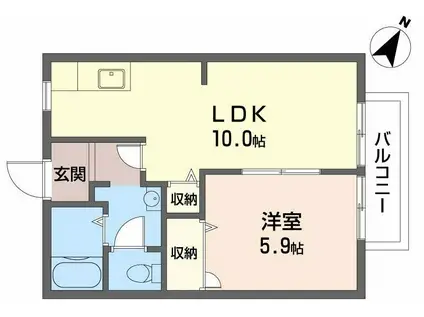 ハイツITSUKA(1LDK/2階)の間取り写真