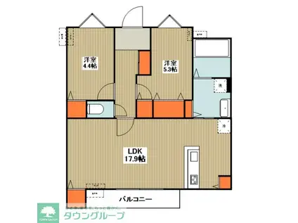 アステリア(2LDK/1階)の間取り写真