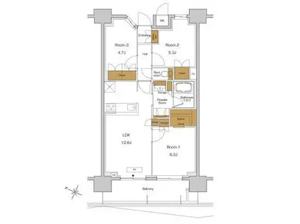RJRプレシア東十条ガーデン(3LDK/10階)の間取り写真