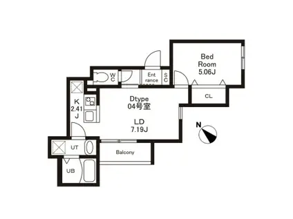 シェリム南福岡V(1LDK/2階)の間取り写真