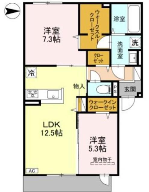 シエル・クレール(2LDK/1階)の間取り写真