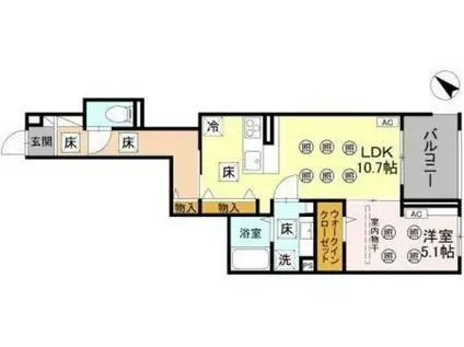 ノーブルラフィネ白幡(1LDK/1階)の間取り写真