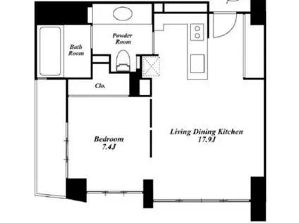 ウォーク赤坂(1LDK/2階)の間取り写真