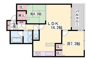 エンブレイス姫路駅前(2LDK/3階)の間取り写真