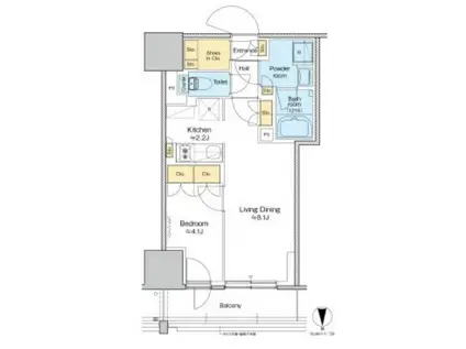 プラウドフラット四谷三丁目(1LDK/6階)の間取り写真