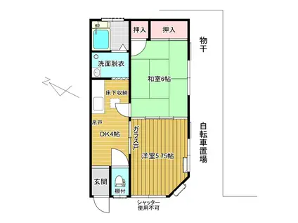 第2安井ハウス(2DK/1階)の間取り写真